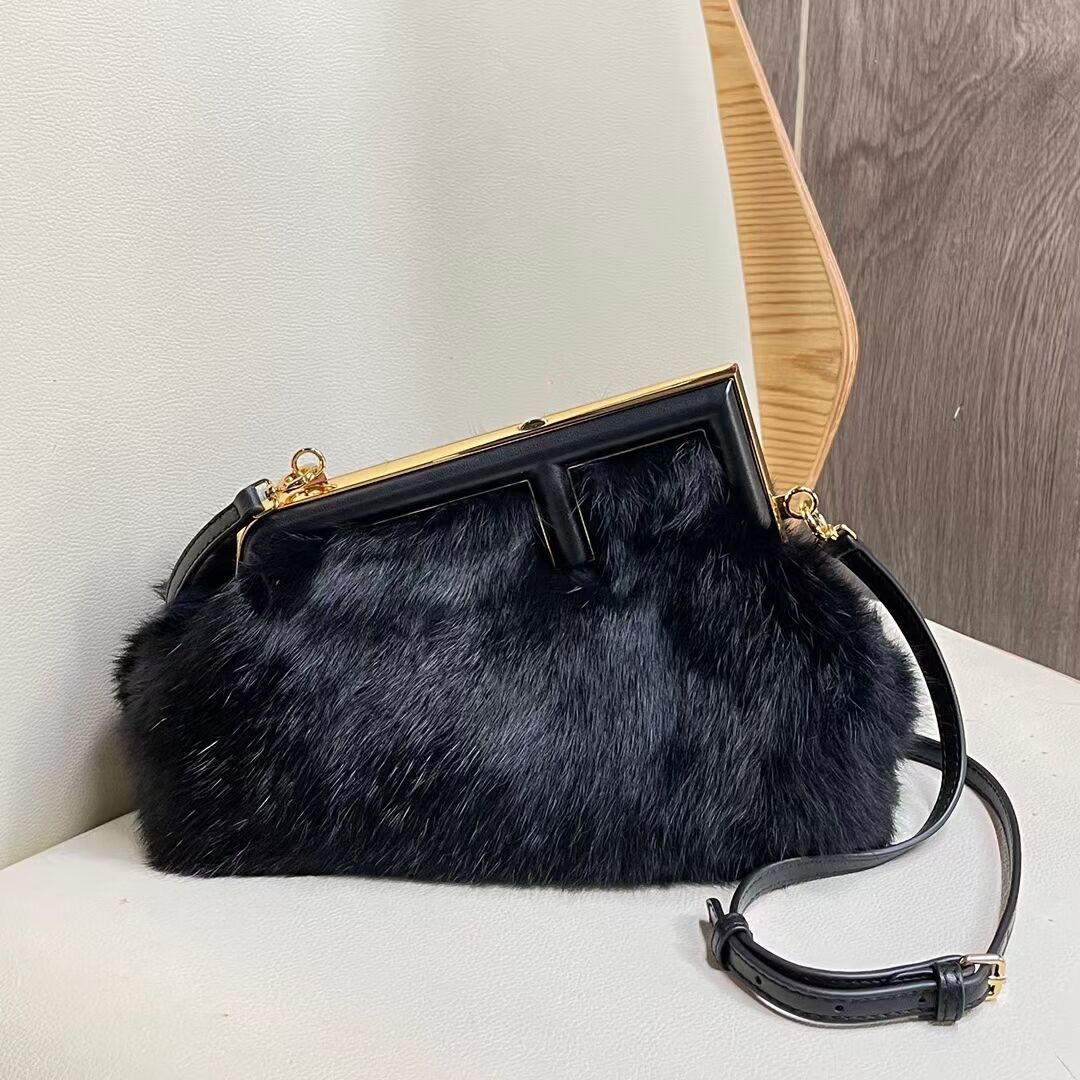 FENDI FIRST SMALL mink bag 8BP129A black