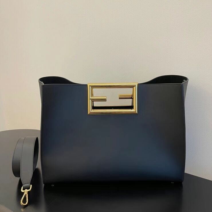 FENDI WAY MEDIUM black leather bag 8BH391AAI