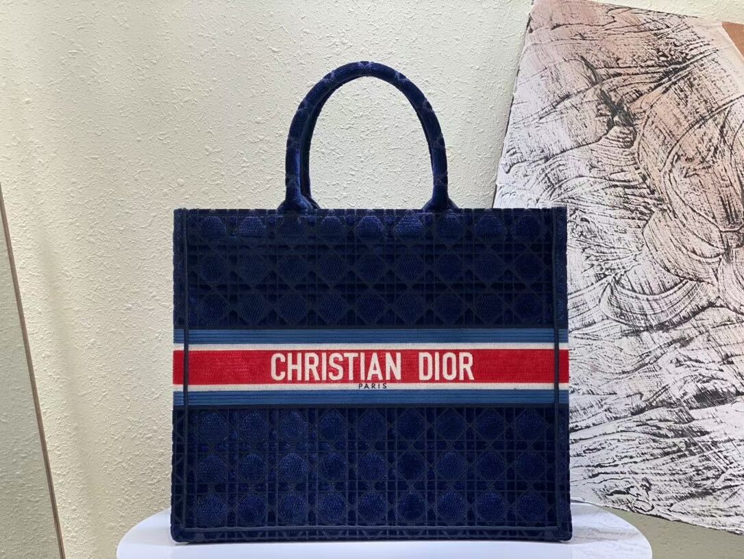 DIOR BOOK TOTE Velvet M1286 Dark Blue