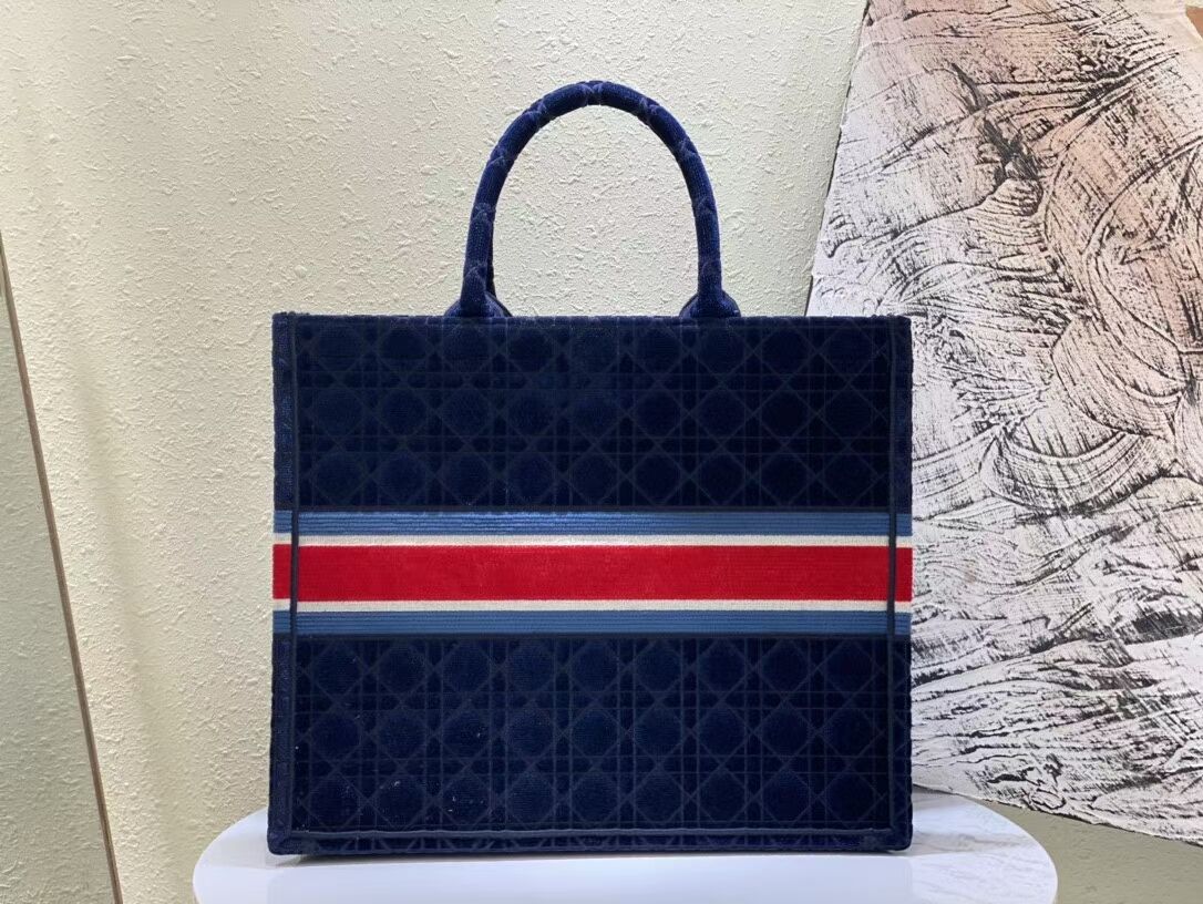 DIOR BOOK TOTE Velvet M1286 Dark Blue