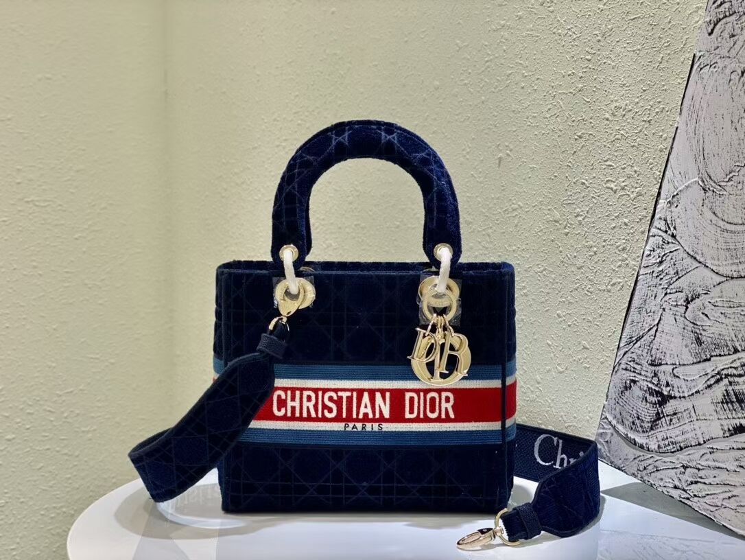 DIOR BOOK TOTE Velvet M2030 Dark Blue