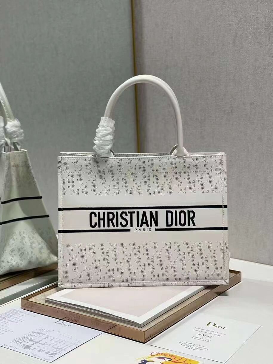 DIOR BOOK TOTE leather Constellation Embroidery M1296ZR white