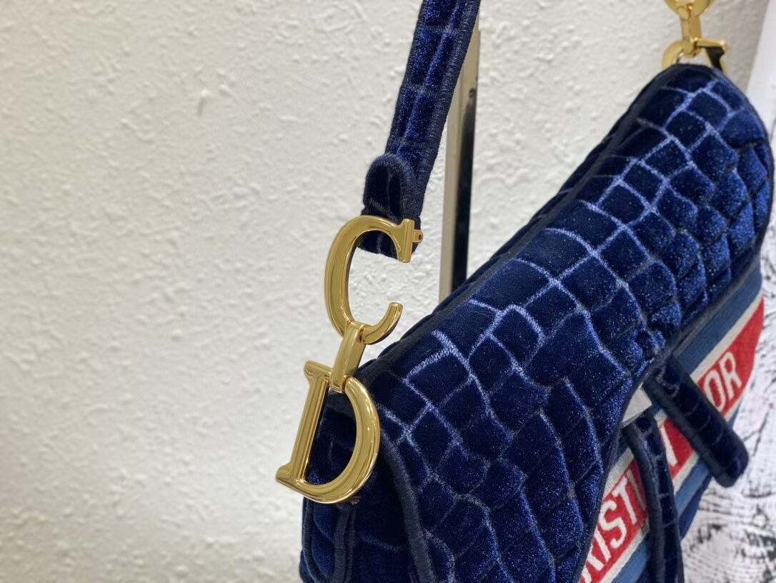 DIOR SADDLE BAG Velvet C2551 Dark Blue