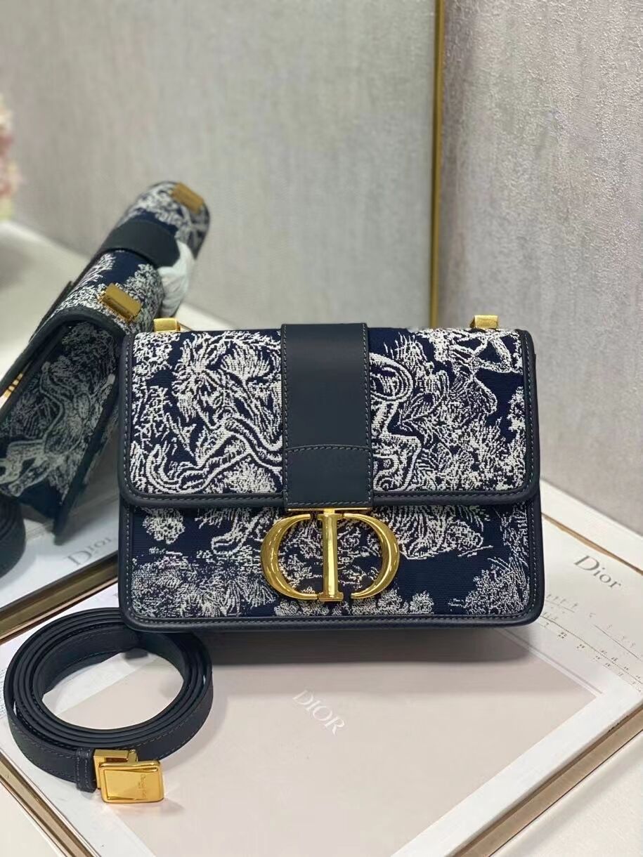 Dior 30 MONTAIGNE BAG Oblique Jacquard C9263-2 dark blue