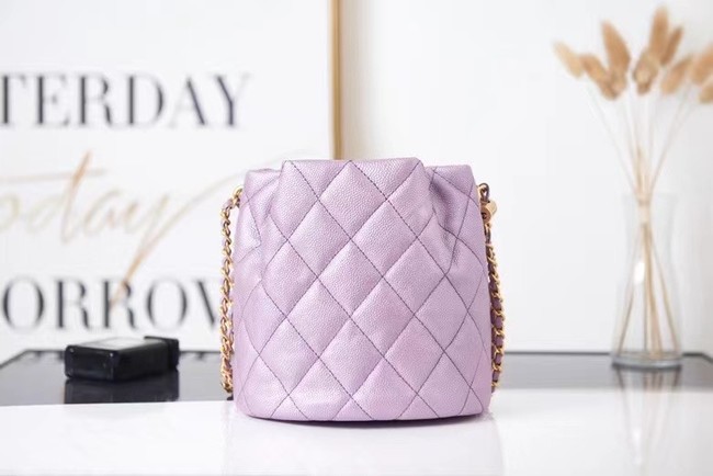 Chanel Drawstring Bag Grained Calfskin & Gold Metal AS2859 Lavender