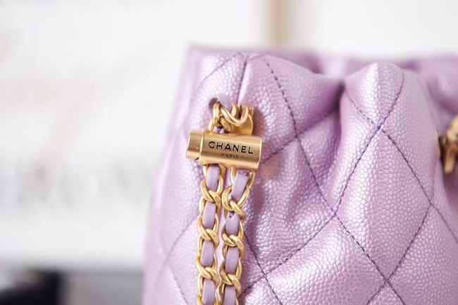 Chanel Drawstring Bag Grained Calfskin & Gold Metal AS2859 Lavender