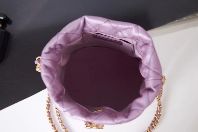 Chanel Drawstring Bag Grained Calfskin & Gold Metal AS2859 Lavender