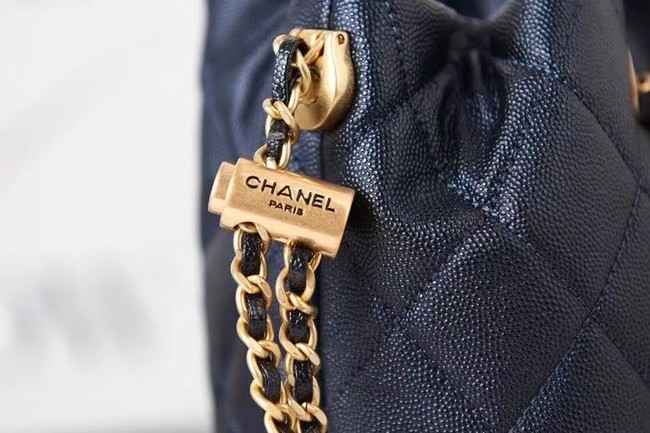 Chanel Drawstring Bag Grained Calfskin & Gold Metal AS2859 black