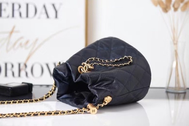 Chanel Drawstring Bag Grained Calfskin & Gold Metal AS2859 black