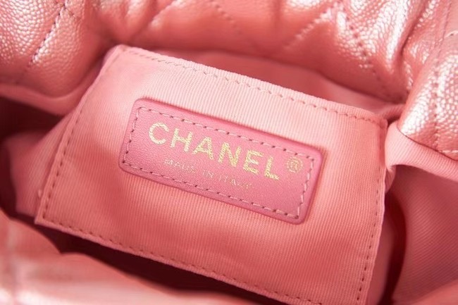 Chanel Drawstring Bag Grained Calfskin & Gold Metal AS2859 pink