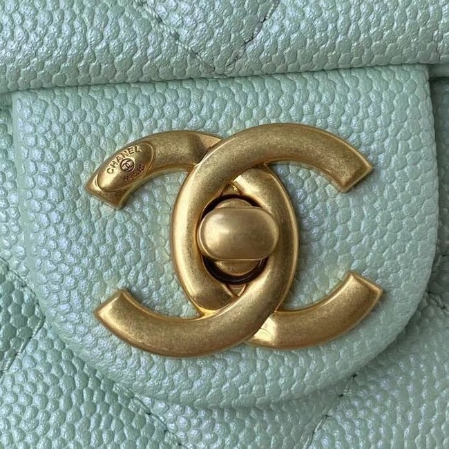 Chanel Flap Shoulder Bag Grained Calfskin AS2855 pearl light green