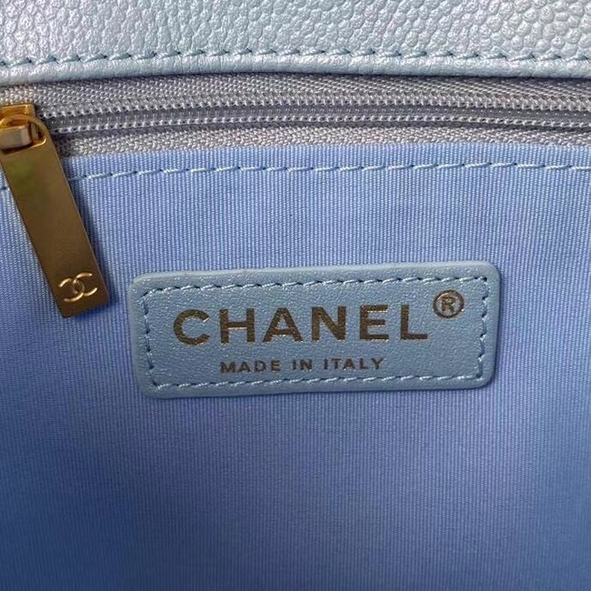 Chanel Flap Shoulder Bag Grained Calfskin AS2855 sky blue