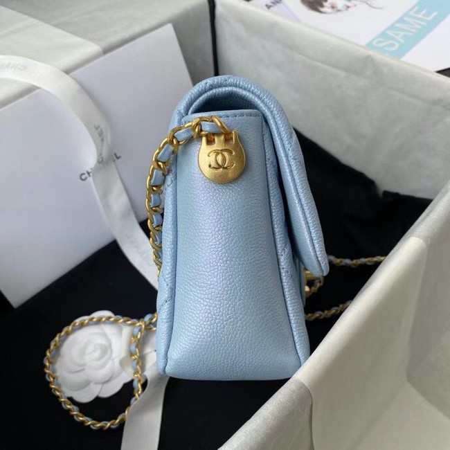 Chanel Flap Shoulder Bag Grained Calfskin AS2855 sky blue