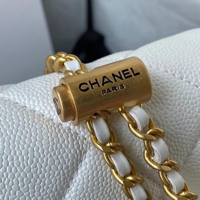 Chanel Flap Shoulder Bag Grained Calfskin AS2855 white 