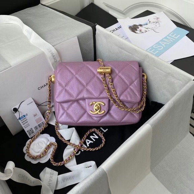 Chanel Flap Shoulder Bag Grained Calfskin AS2855 pearl rose