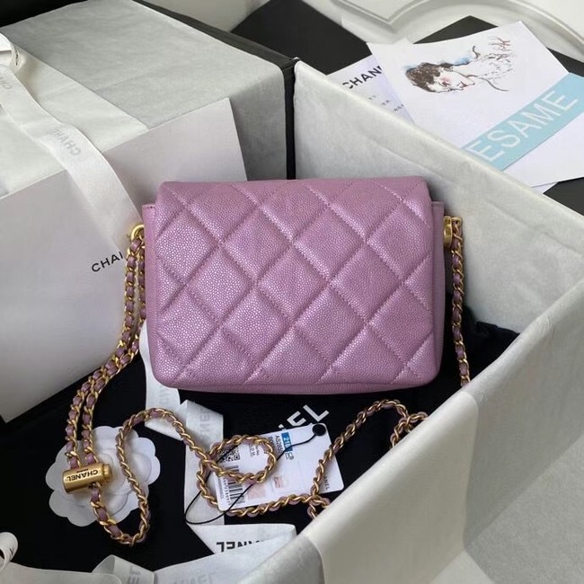 Chanel Flap Shoulder Bag Grained Calfskin AS2855 pearl rose