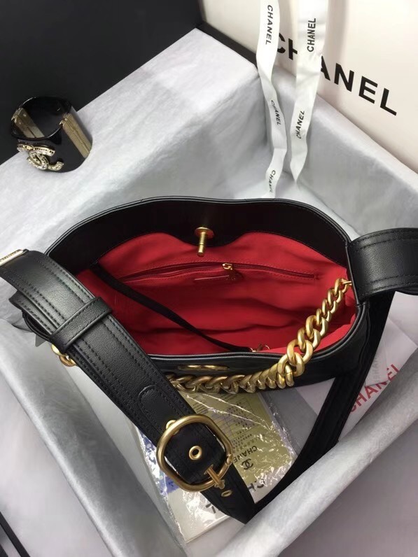 Chanel leather Shoulder Bag AS2844 black