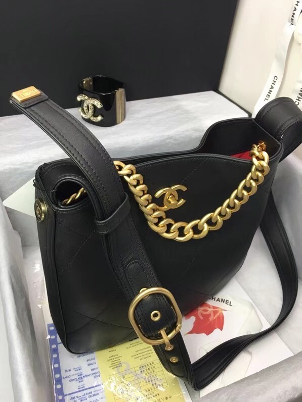 Chanel leather Shoulder Bag AS2844 black
