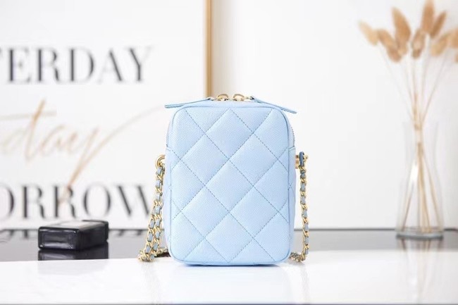 Chanel mini Shoulder Bag Grained Calfskin AS2857 light blue