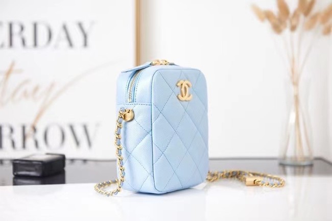 Chanel mini Shoulder Bag Grained Calfskin AS2857 light blue