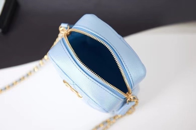 Chanel mini Shoulder Bag Grained Calfskin AS2857 light blue