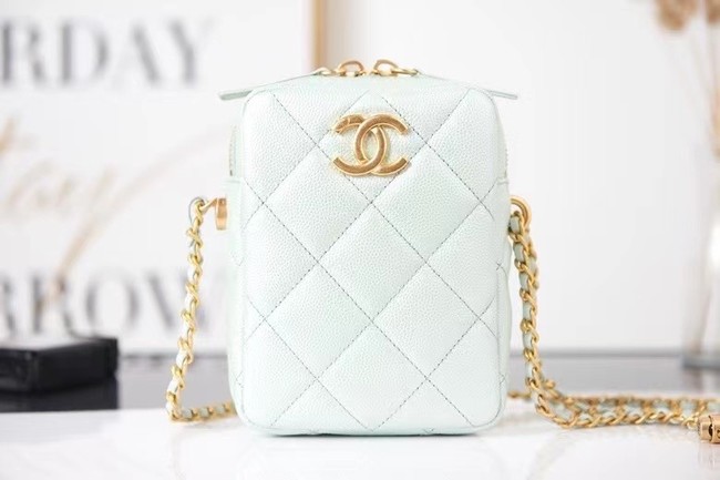 Chanel mini Shoulder Bag Grained Calfskin AS2857 light green