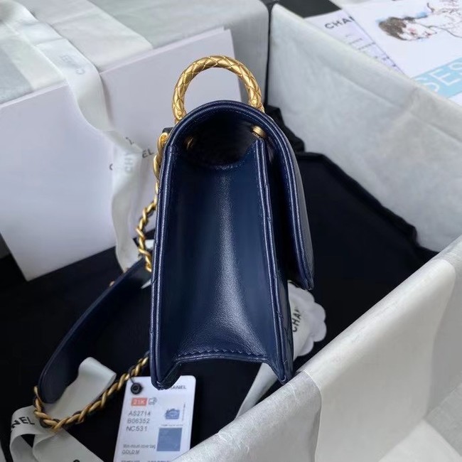 Chanel small Flap Shoulder Bag Original leather AS2714 blue