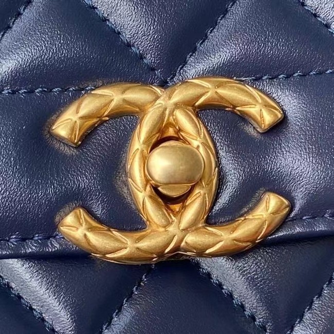 Chanel small Flap Shoulder Bag Original leather AS2714 blue