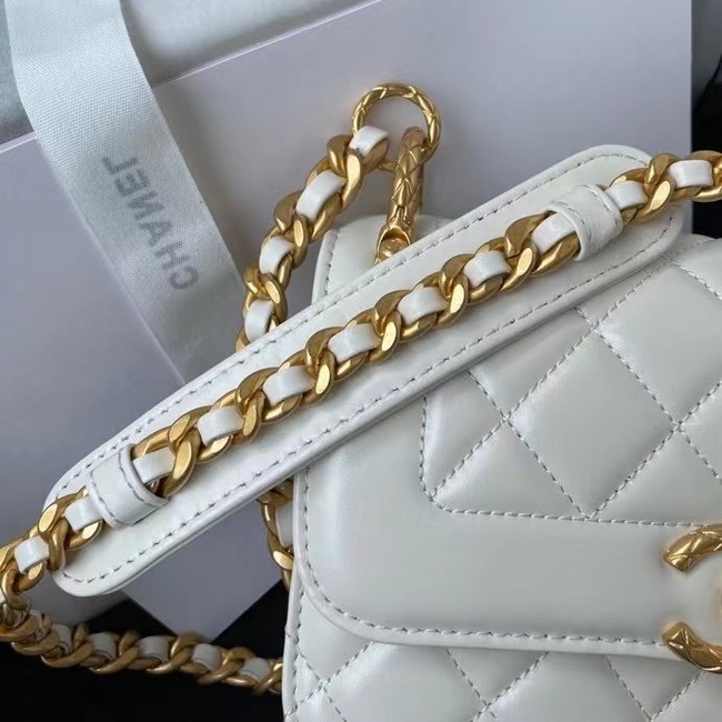 Chanel small Flap Shoulder Bag Original leather AS2714 white