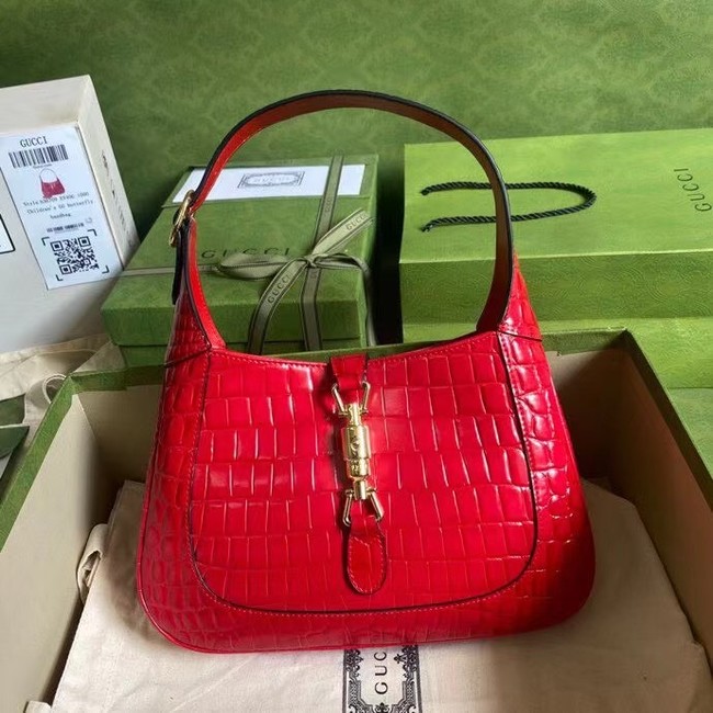 Gucci Jackie 1961 crocodile small shoulder bag 636709 red