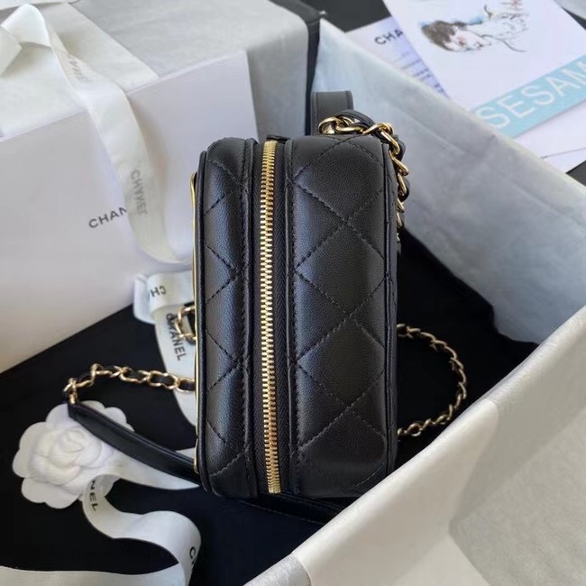 Chanel Lambskin Crystal Calfskin & Gold-Tone Metal Cosmetic Bag AS2900 black