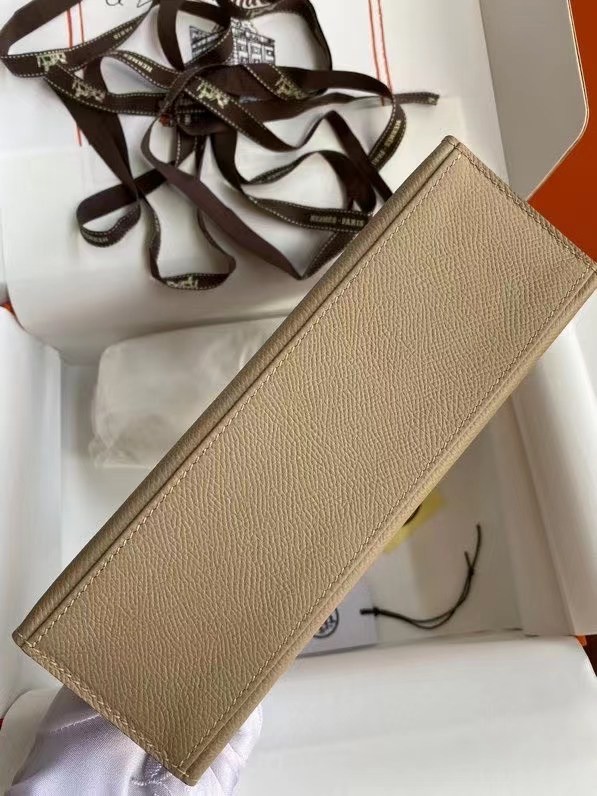Hermes Original Epsom Leather KEL2278 grey&gold-Tone Metal