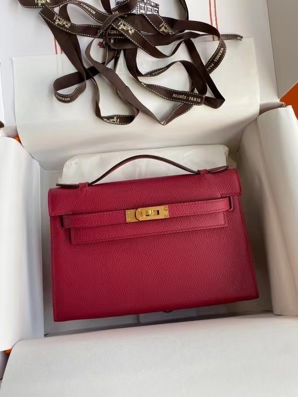 Hermes Original Epsom Leather KEL2278 purplish&gold-Tone Metal