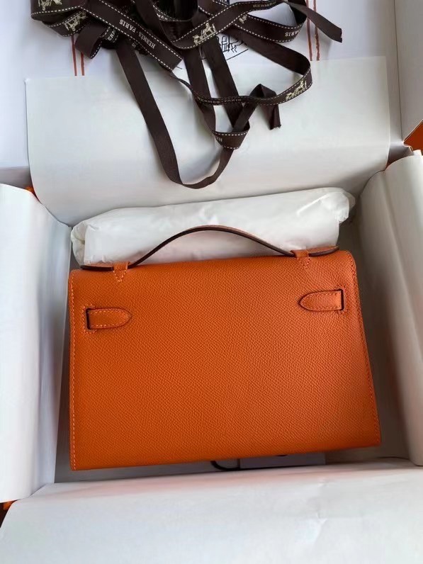 Hermes Original Epsom Leather KEL2278 orange&gold-Tone Metal