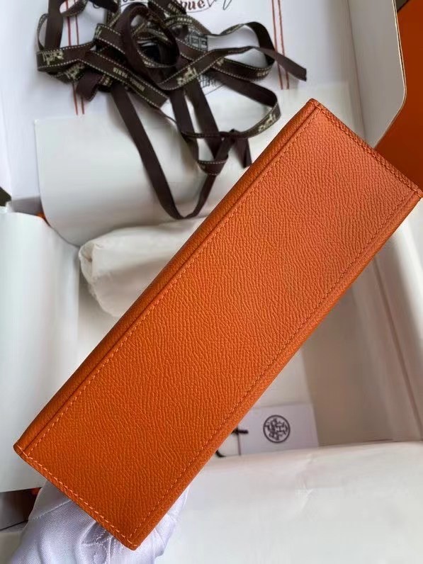 Hermes Original Epsom Leather KEL2278 orange&gold-Tone Metal