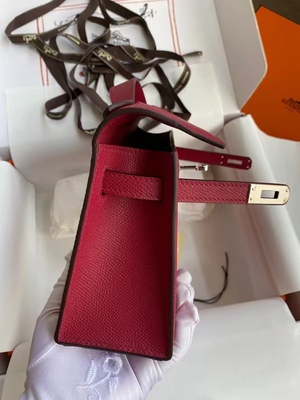 Hermes Original Epsom Leather KEL2278 purplish&Silver-Tone Metal