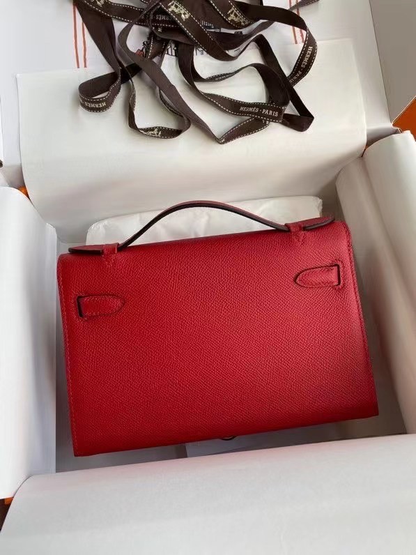 Hermes Original Epsom Leather KEL2278 red&gold-Tone Metal