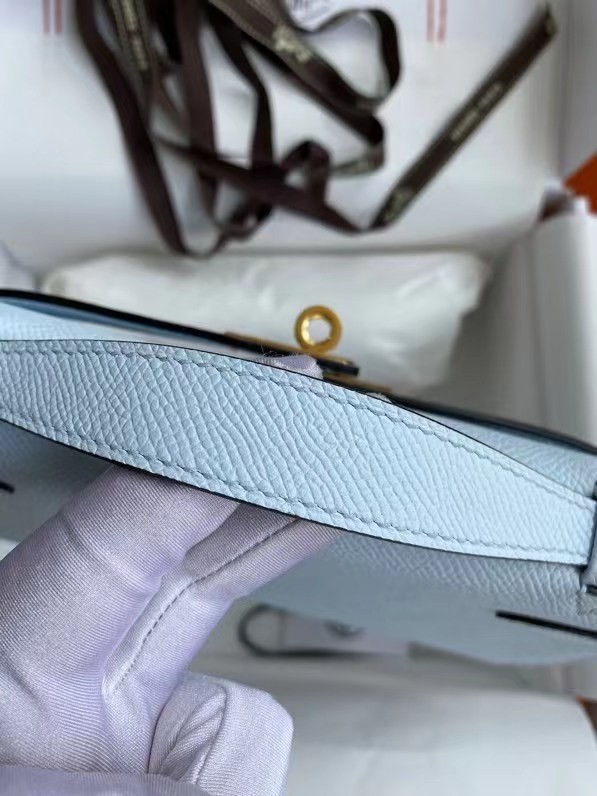 Hermes Original Epsom Leather KEL2278 sky blue&gold-Tone Metal