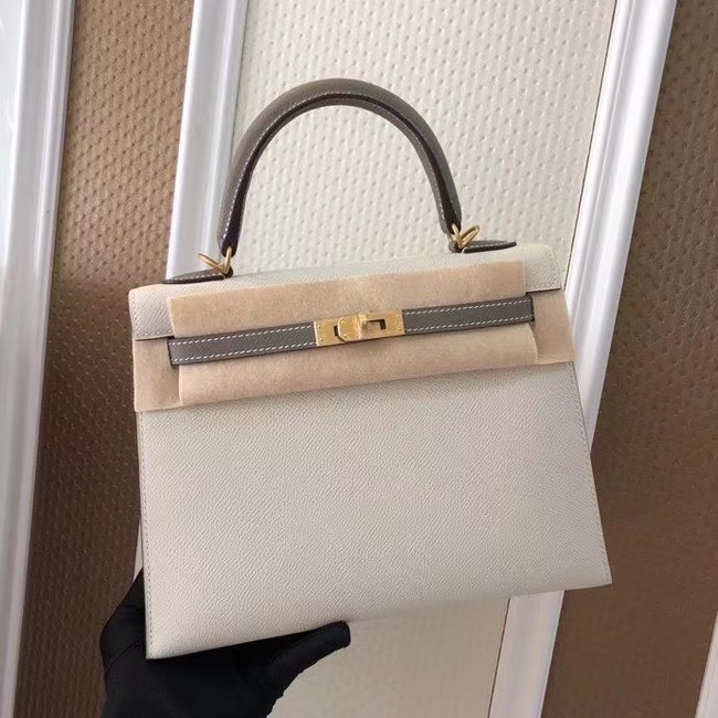 Hermes Original Epsom Leather KEL2578 white&grey