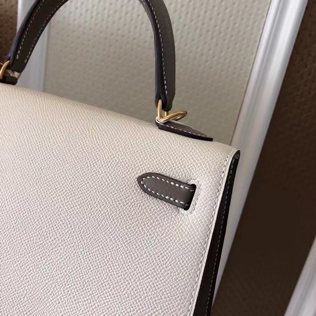 Hermes Original Epsom Leather KEL2578 white&grey