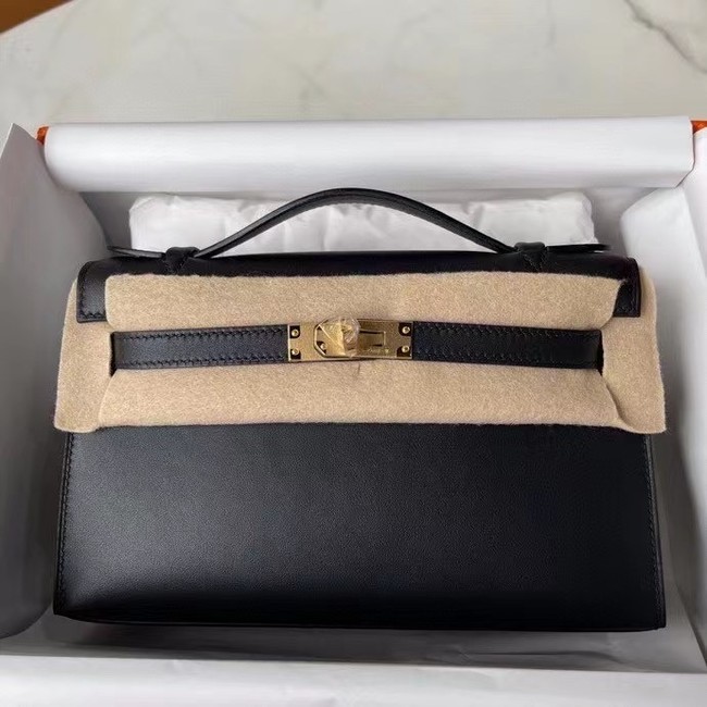 Hermes Original swift Leather KEL2278 black&gold-Tone Metal