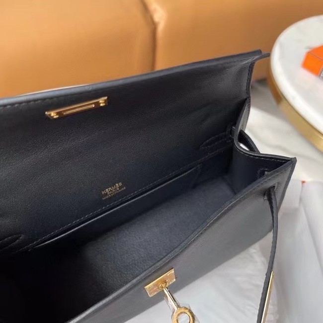 Hermes Original swift Leather KEL2278 black&gold-Tone Metal