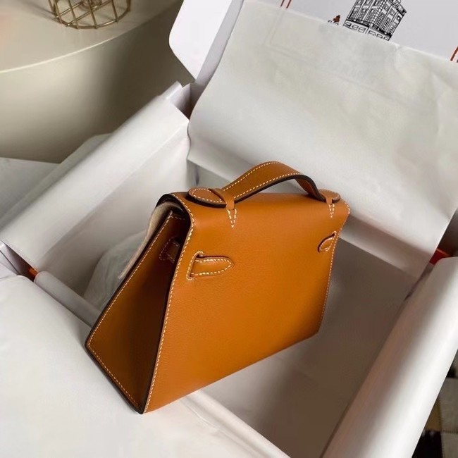 Hermes Original swift Leather KEL2278 brown&gold-Tone Metal