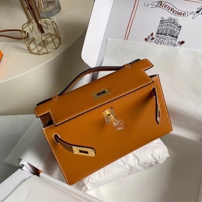 Hermes Original swift Leather KEL2278 brown&gold-Tone Metal