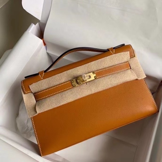 Hermes Original swift Leather KEL2278 brown&gold-Tone Metal