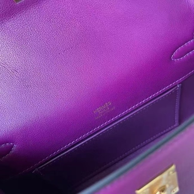 Hermes Original swift Leather KEL2278 purple&gold-Tone Metal