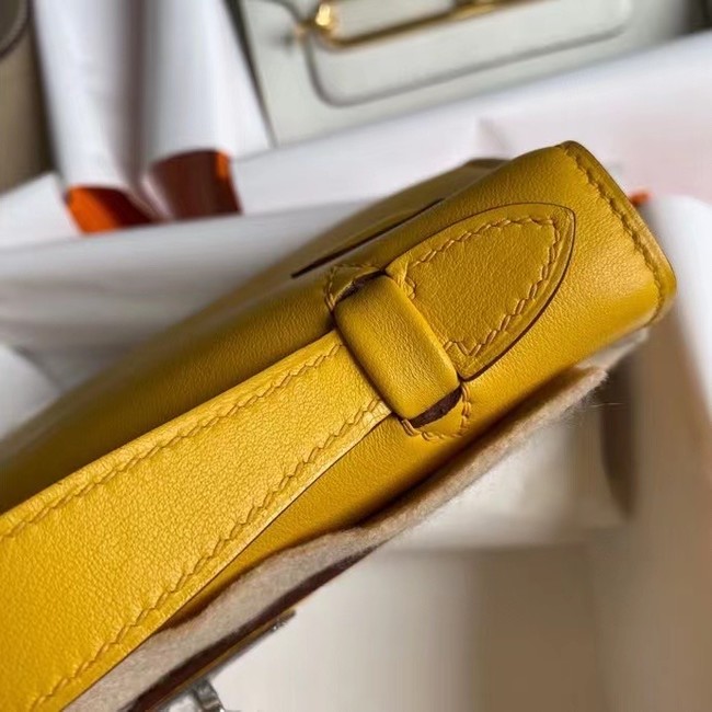 Hermes Original swift Leather KEL2278 yellow&Silver-Tone Metal