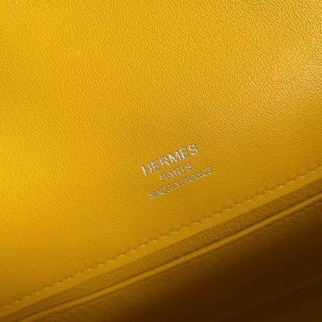 Hermes Original swift Leather KEL2278 yellow&Silver-Tone Metal