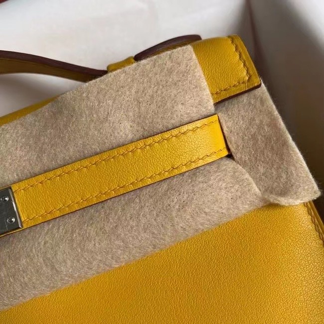 Hermes Original swift Leather KEL2278 yellow&Silver-Tone Metal