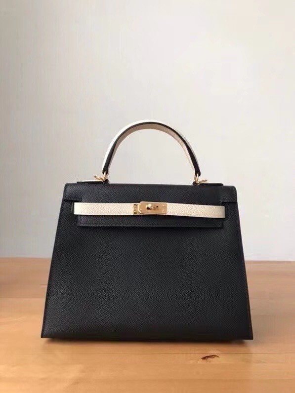 Hermes Original Epsom Leather KEL2578 black&cream